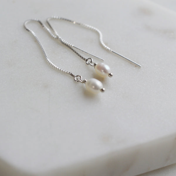 Pearl Threader Earrings - Pink Moon Jewelry 